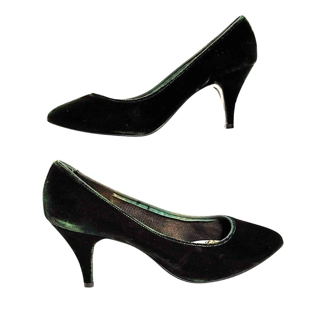 Becky Pump Stiletto Heels Velvet Green Slip On Pointed Shoes Womens Size 8M